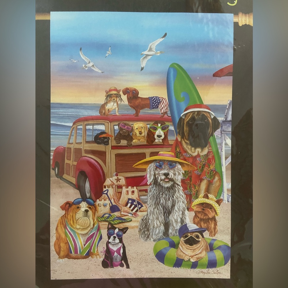 Adorable Dog Days of Summer Garden Flag.